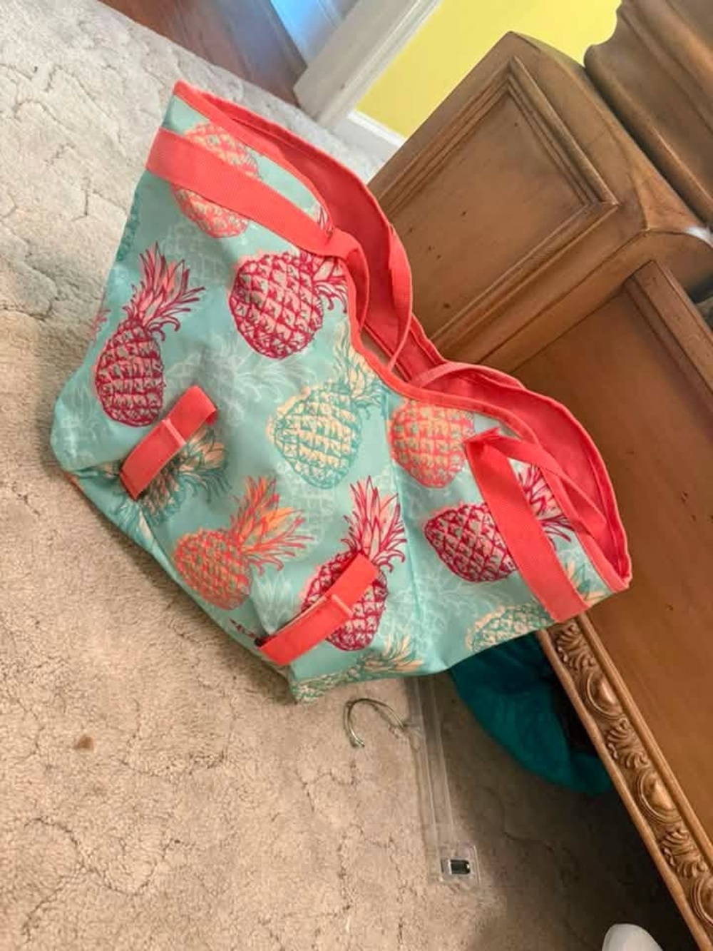 Coral Pineapple Print Beach Tote - Women Bags